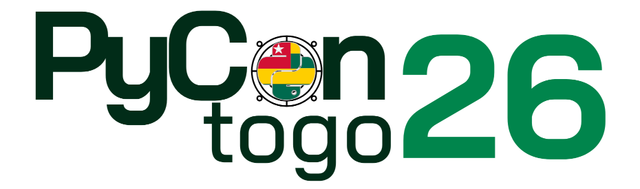 The text 'PyCon togo 26', with the letter 'o' showing the Python logo resembling the lag of Togo