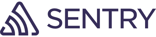 Sentry logo featuring a stylized triangular icon formed by three curved lines, followed by the word 'SENTRY'.