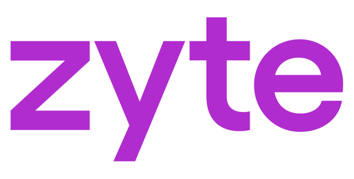 The text 'zyte' in purple letters.